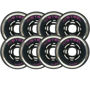 Revision Roller Hockey Wheels Multi Surface 80mm Variant Seel 80A Black/Pink 8-Pack