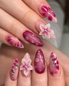 Pure handmade press-on nails almond shape medium length