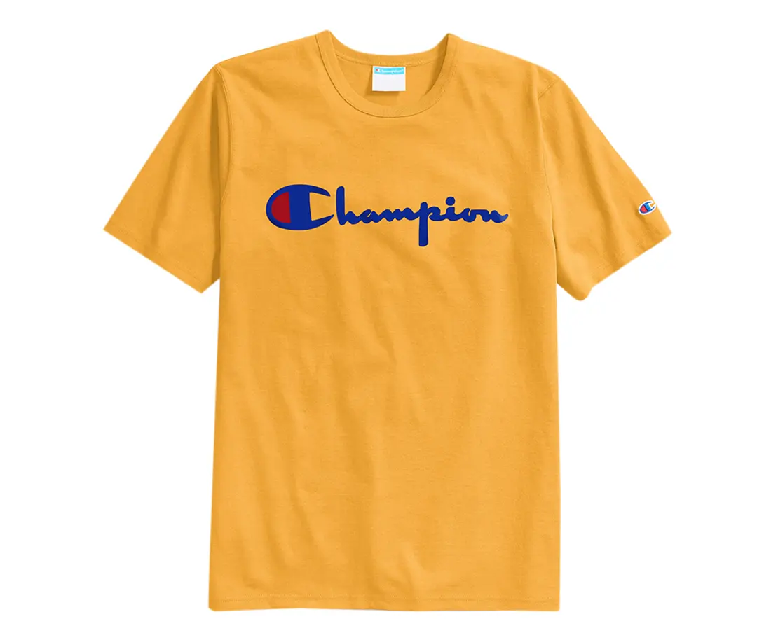 Women's Champion Heritage Style All-Seasons Short-Sleeve Casual Active Tee - Graphic Crew Neck, T Script Logo Print, M-XL Athletic Top