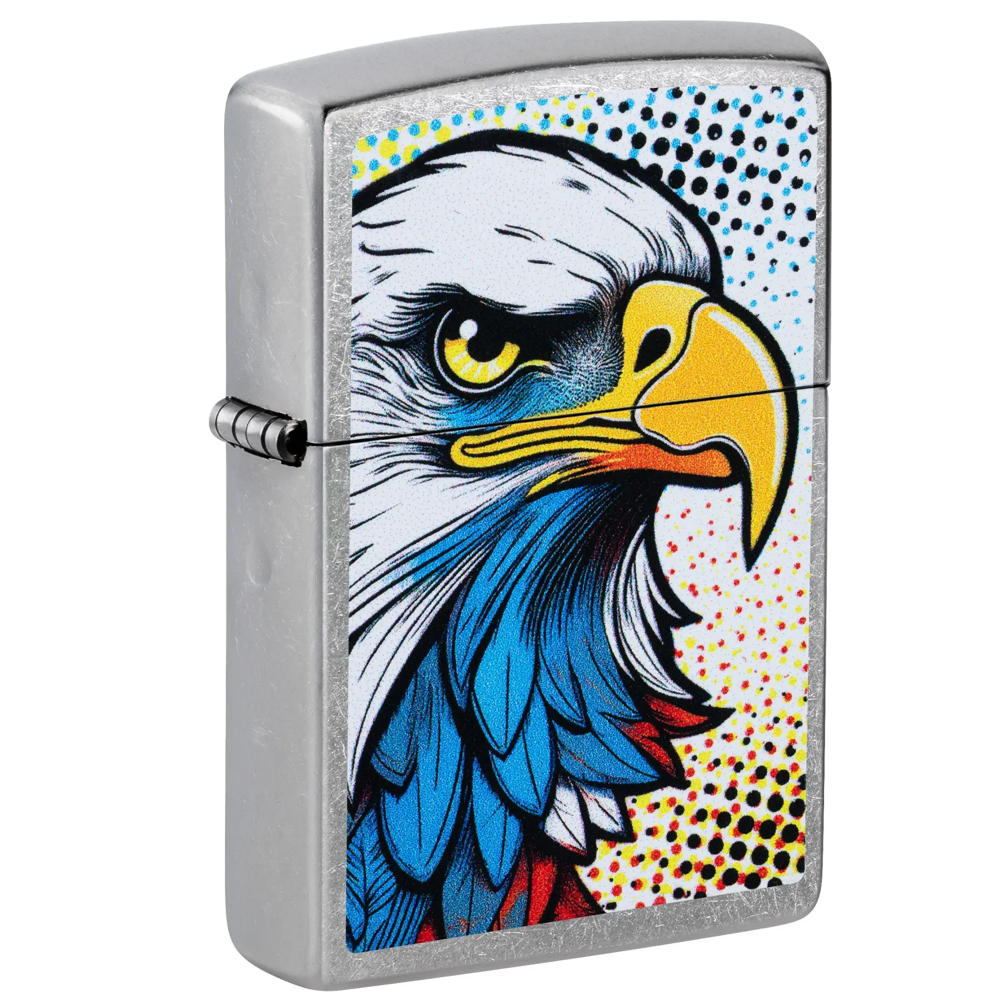 Zippo Pop Art Eagle Design Street Chrome Pocket Lighter - Made in USA - Unfilled (fuel sold separately)