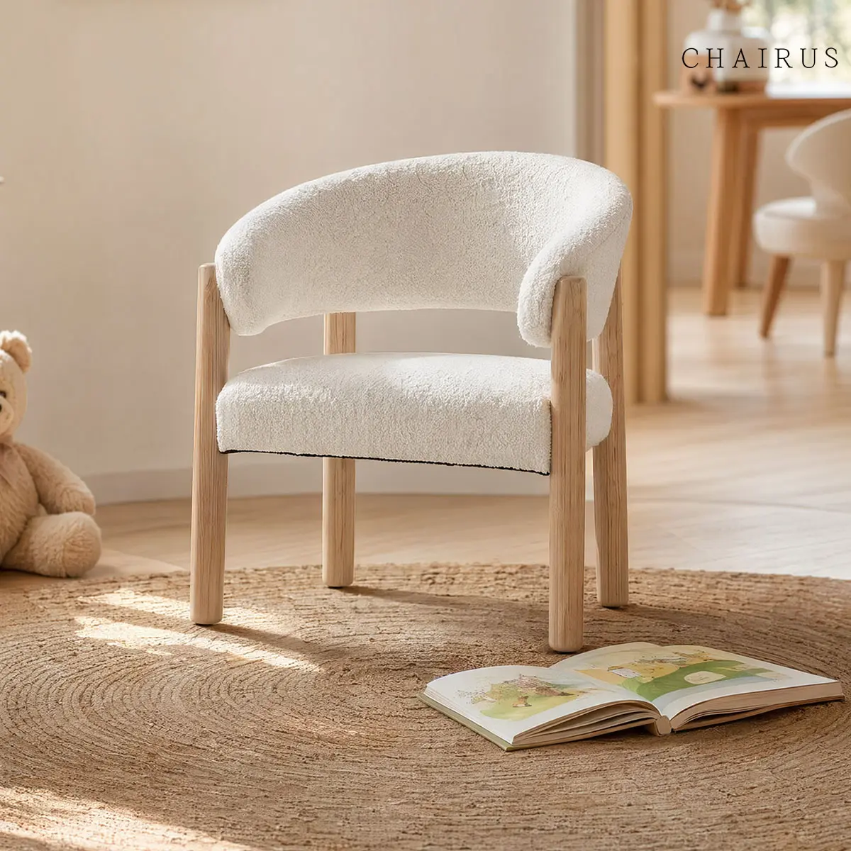 CHAIRUS Small Sherpa Accent Love Chair with Arms - 19.5" x 17" x 21", Soft Plush Upholstered Armchair with Solid Wood Legs, Green Reading Nook Chair for Bedroom, Modern Home Decor, Perfect Gift for Birthdays, Anti-Slip Foot Pads