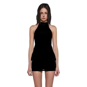 Club Moves Halter Dress -  Black