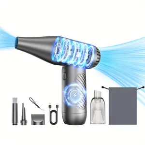 Electric Air Duster 4 in 1 210000RPM Brushless 21000PA Car Vacuum 9000mAh Battery Handheld Air Blower for Car Office Home Blue with Accessories
