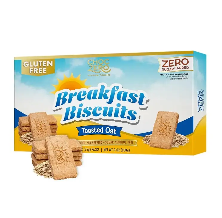 ChocZero Toasted Oat Breakfast Biscuits, Sugar Free Breakfast Cookies, Gluten Free, No Sugar Alcohols, Keto, High Fiber, 30 Cookies