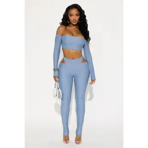 Elara Form Double Lined Pant Set - Dusty Blue
