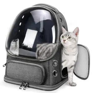 Cat Backpack Carrier, Breathable Cat Carrier Large Space Bubble Pet Backpack for Kitty Small Dog up to 12lbs, Transparent & Foldable Pet Carrier for Travel Hiking