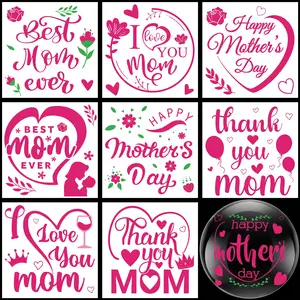36 Pcs Mother's Day Balloon Stickers Happy Mom's Day Balloons Decor Mothers Day Balloon Decals DIY Letters Bobo Label Sticker Hot Pink for Mother's Day Celebration Party Favor Supplies