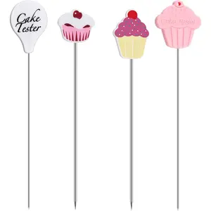 Cake Tester Needles Holiday Stainless Steel Reusable Cake Testing Needles Practical cookie Tester Skewer for Kitchen Home Bakery Tools, 4 Pieces