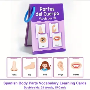 Spanish Language Learning Cards Set, Food Fruits Vegetables Body Parts, Kindergarten Vocabulary Teaching Aids, 4 Themes