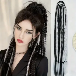 Braided Extension Elastic Rope for Hair Extensions Synthetic Braids Ponytail Cool Spicy Boxing 24 Braids