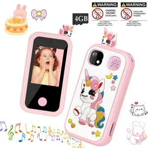 2026 Newest Kids Learning Play Phone, 2.4 Inch HD Touchscreen Toddler Educational Toy Phone with Music Lights, Dual Camera Selfie Video Recorder Flashlight, 4GB SD Card Shockproof Case, Birthday Christmas Gift for Boys Girls
