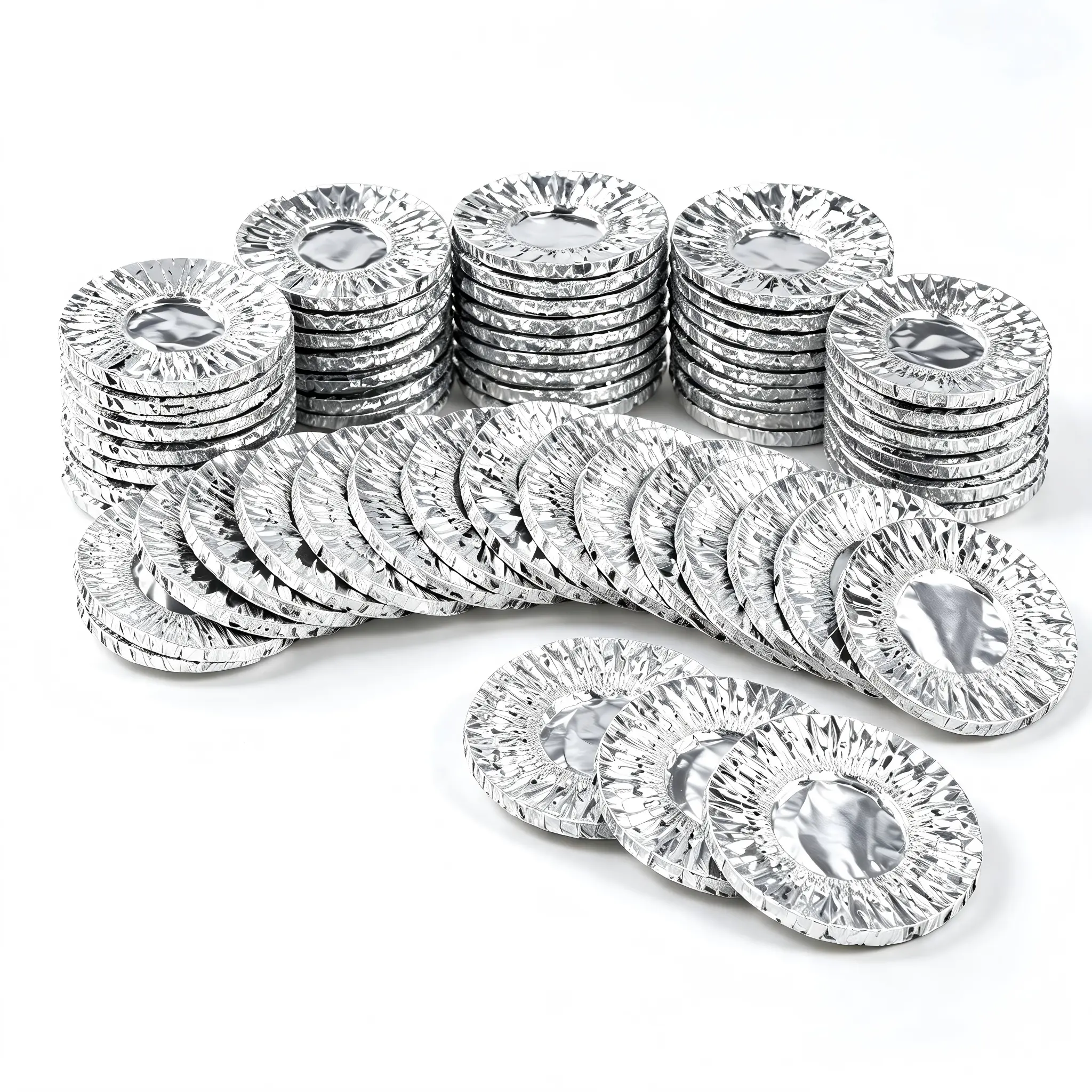 Bowl Covers for Food Storage - 50 Pack Aluminum Foil Stretch Lids, Elastic Reusable Caps for Mixing Bowls, Plates & Casseroles, Heat Retaining Fresh Keeping Covers for Potluck & BBQ