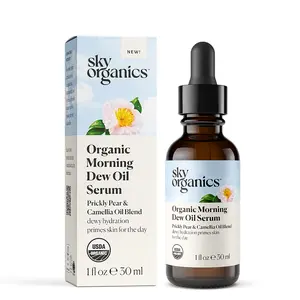 Sky Organics Organic Morning Dew Face Serum - Hydrating Skincare Primer for Makeup & Natural Glow, Infused with Prickly Pear Oil, Camellia Oil & Vitamin E