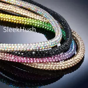 SleekHush 47in Round Rhinestone Glitter Shoelaces - Bling Crystal Cords, Colorful Glitter Drawstring for Footwear, DIY Sneakers, Christmas Decorations,summervibes
