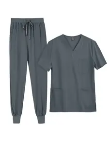 Two Piece Beauty Hospital Workwear Set Suitable for Both Men and Women Short Sleeved Pocket Style Elastic Women's Pants Uniform Suitable for Casual Wear All Year Round Nurse Uniform Tops
