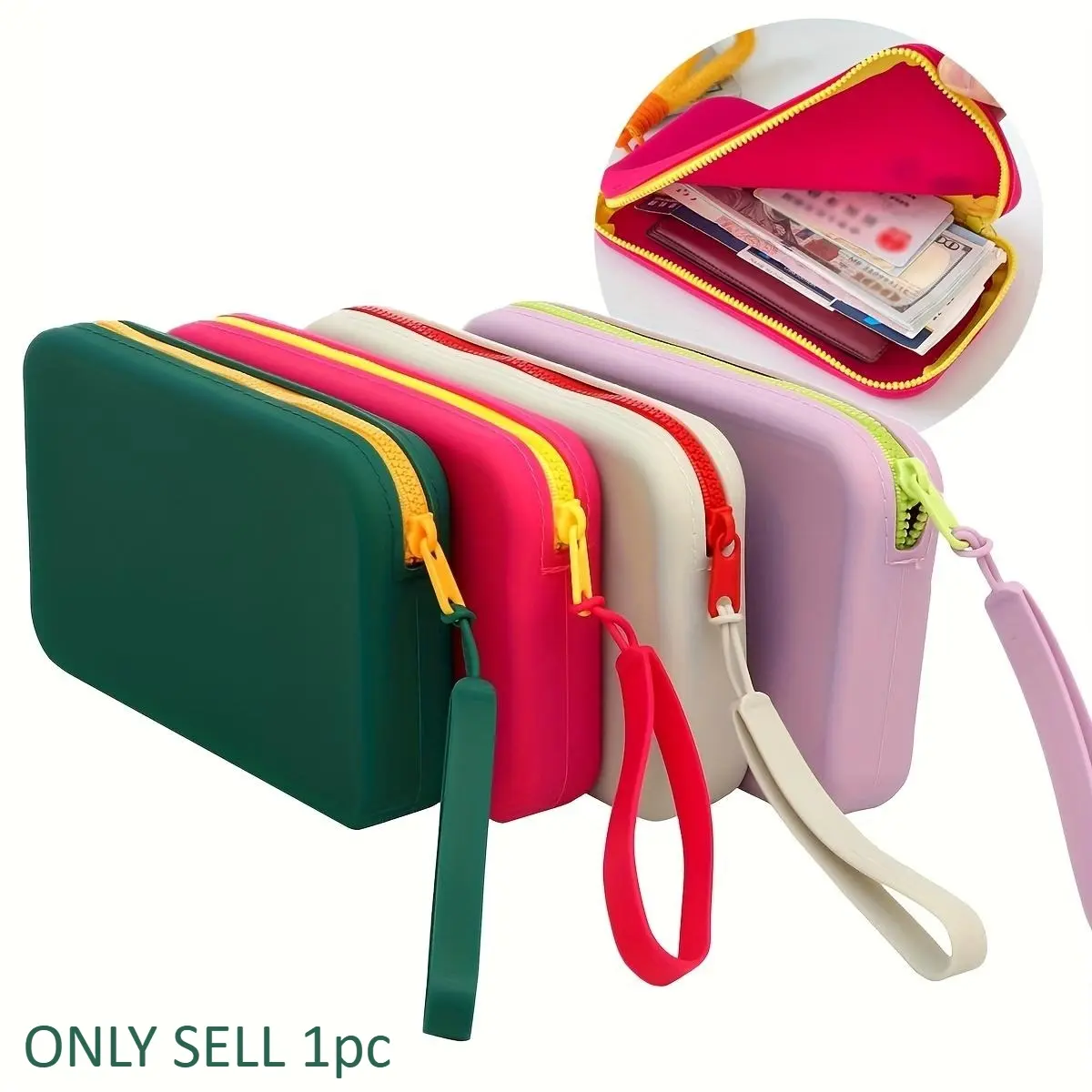 1 count Silicone Tote Bag Large Capacity Cosmetic Bag Travel Essentials Suitable for Travel Outings Storage Bag Document Storage Bag Boarding Zipper Bag Wrist Bag Collision Tote Bag Wristlet Bag