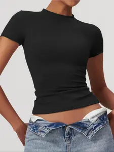 Women's High Stretch Quick-Dry Sports Short Sleeve T-Shirt, Ideal for Yoga Running Gym, Comfortable and Breathable Workout Top, Dry Fit Tees
