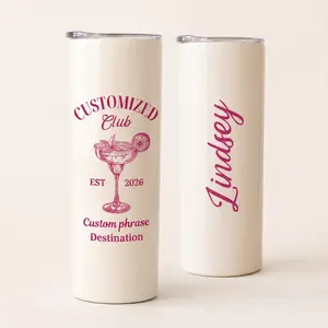 RodyThread Personalized 20oz White Stainless Steel Skinny Tumbler - Water Bottles, Drinkware Must Haves, Tumbler Style Bridesmaid Proposal Gift for Women Bridesmaids Bachelorette Family Reunion Favors