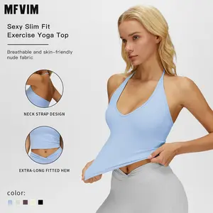 MFVIM Women's Solid Color Sports Tank Top, Casual Comfortable Breathable Sleeveless Sports Top for Yoga, Gym, Workouts, Running, Ladies Sportswear for All Seasons