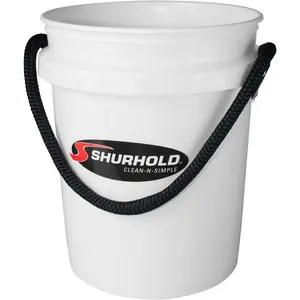 World’s Best Rope Handle Bucket - Tough Molded Plastic with Leak-Free Design, Even Weight Distribution & Built for Heavy-Duty Use - 5g - White