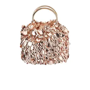 olga berg Vera Sequin Top Handle Bag in Blush
