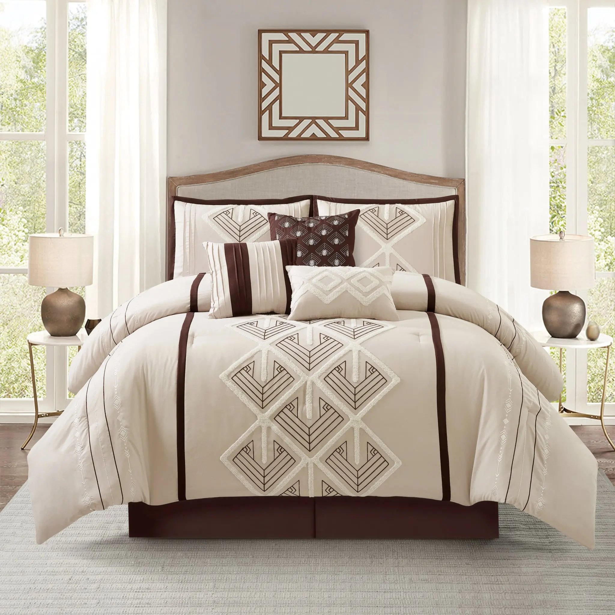 Carter 7 Piece Geometric Terry Embroidery Comforter Set
