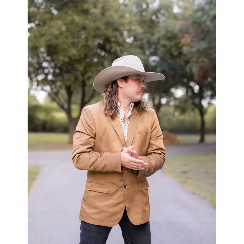 Platini:Men's Double Button Light Brown Blazer