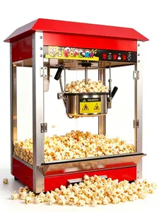 Countertop popcorn machine, 9-ounce kettle, 1300 watts, can make 55 cups of popcorn at a time; cinema-style popcorn machine, three-button control, designed for professional vendors who need commercial-grade, high-yield popcorn equipment, red