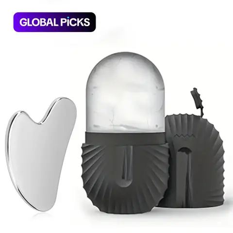 Heart-Shaped Stainless Steel Gua Sha Scraper & Silicone Ice Mold Set, Facial Skincare Ice Mold and Massage Scraper, Daily Beauty Tool, Facial Beauty Tools Set, Facial Beauty Instrument, Facial Beauty Massagers #GLOBAL PICKS