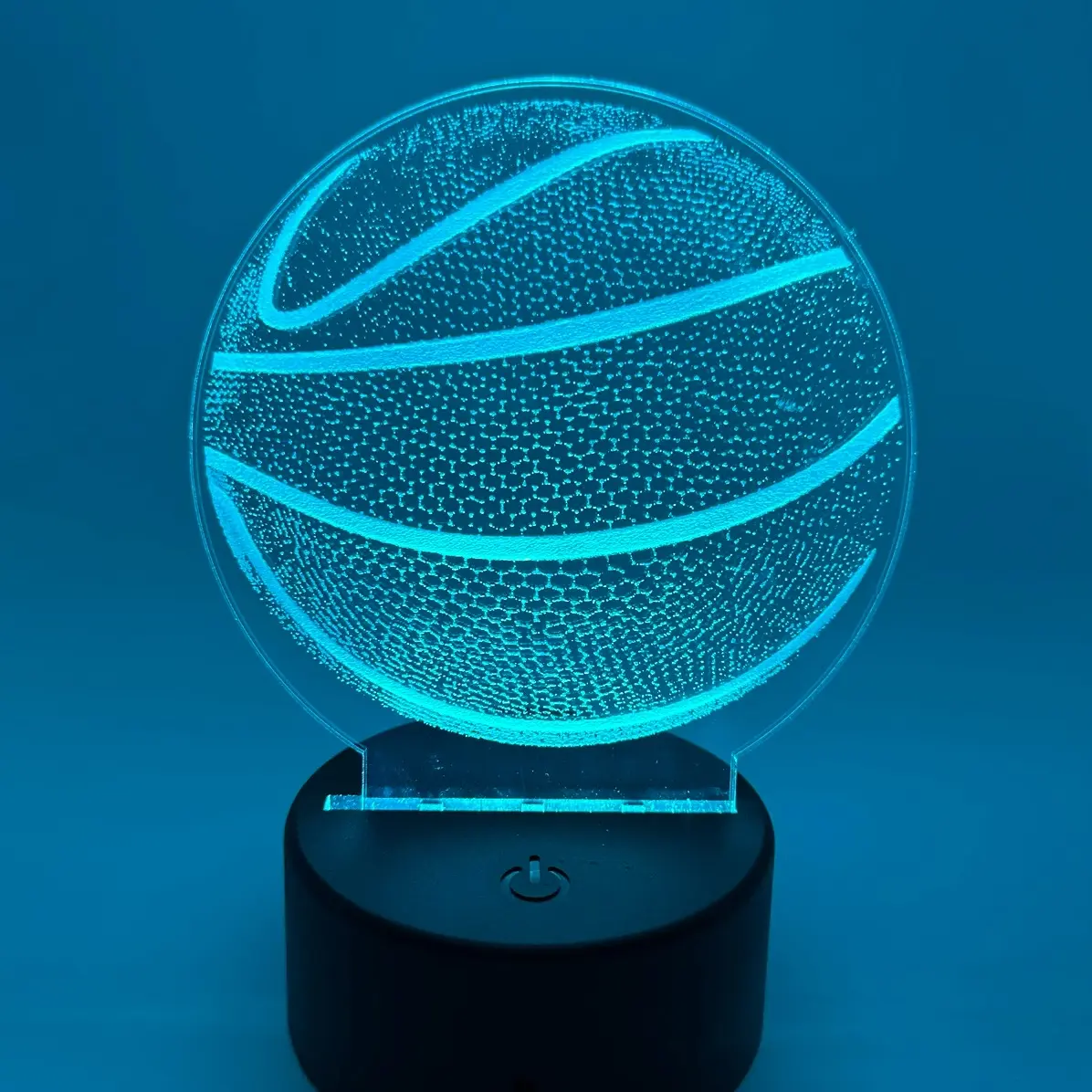 3-d textured Basketball laser engraved night light with color changing base and remote, basketball gifts, basketball lover, sports, ball