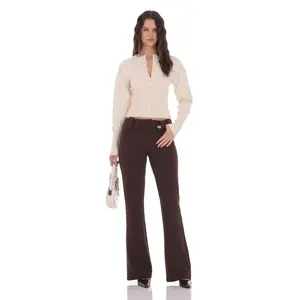 Low Rise Boot Cut Pants in Brown