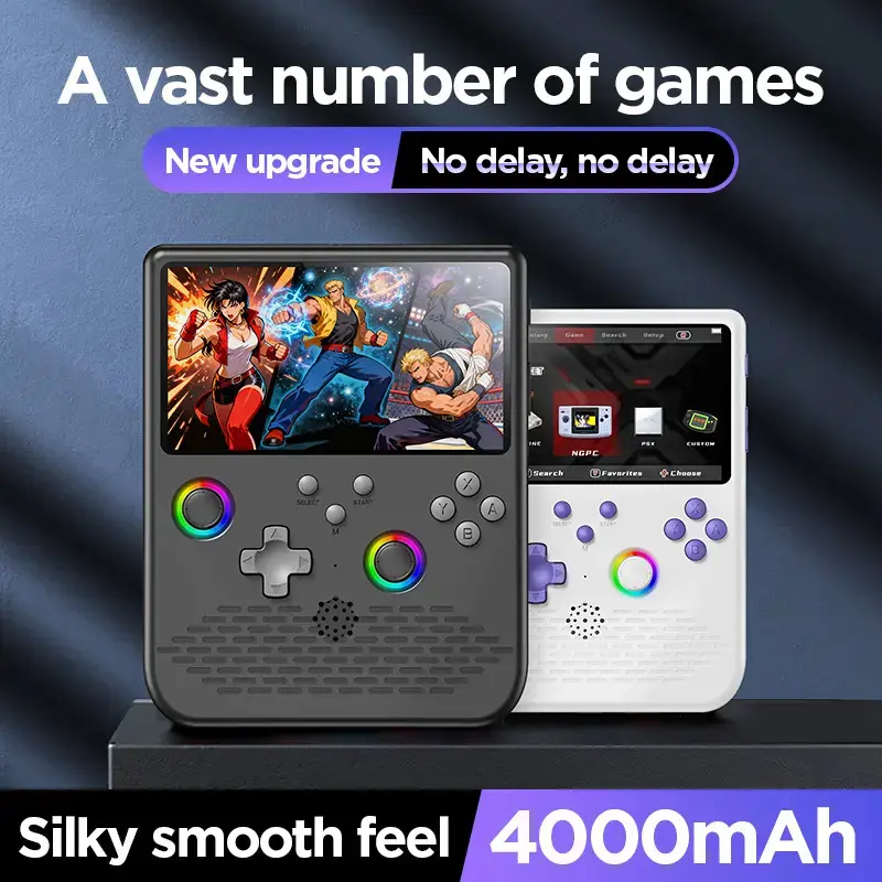 H5 handheld games console, Handheld Gaming, mini portable video game console, Rechargeable Portable Console, 5-inch IPS screen, 34+ mainstream emulators, 64G TF card, a great gift for your boyfriend.