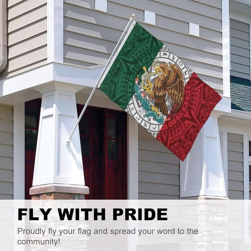 Customize Tapestrys Mexican Flag 3x5 Ft Outdoor/Indoor Durable Polyester Mexico Tapestry Vivid Color Fade Resistant Double-Sided with Brass Grommets  Mexican Banner Decor