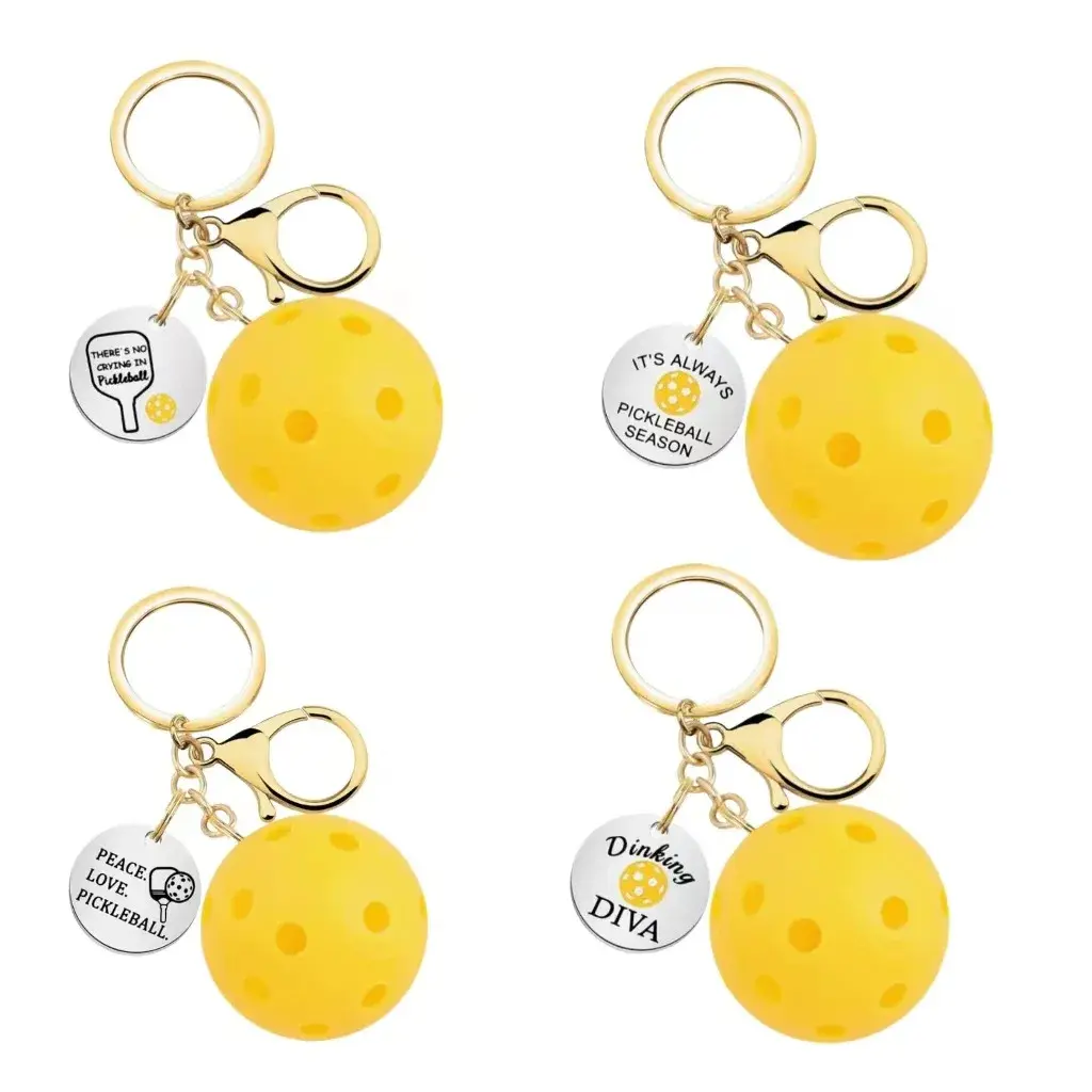 Pickleball Bag Tag Keyring Hot Selling Eng.lish Pickball Pendant For Party Hoilday Handbag Birthday Gift Car Keychain Accessories
