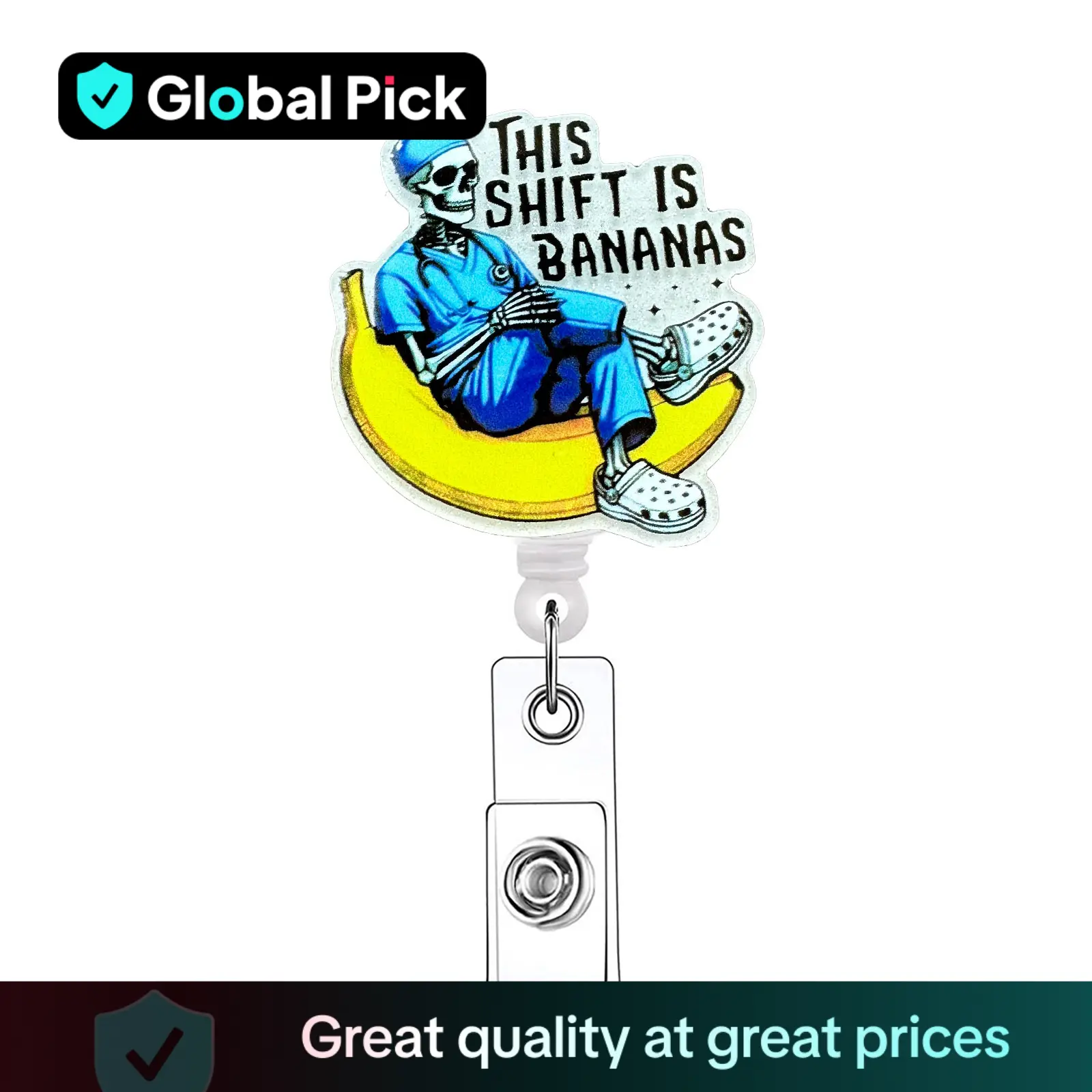 Skull Pattern Retractable Badge Reel, 1/20pcs Acrylic ID Holder with Clip for Nurses, Doctors, Students & Office Staff, Identification Badges & Suppli