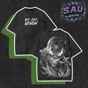 Dark Core VENOM T-Shirt | Soft Cotton Feel, Unisex Tee with Unique Symbiote Design for Street Look Fans Collar Fabric ZHY