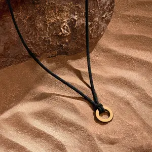 Inspired Revival Karma Circle Black String Necklace