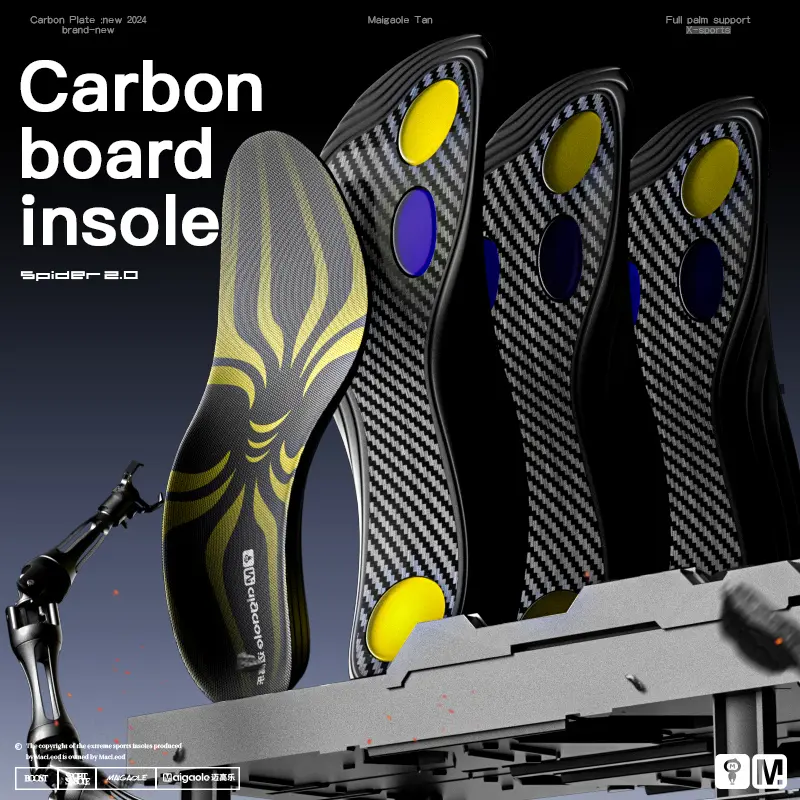 maigaole Arch support sports insoles for running marathons, slow jogging, carbon fiber board for boys and girls, carbon fiber high elasticity shock-absorbing sports shoes for running, silicone basketball technology soft sole suitable for high arch flat