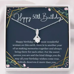 Wife Necklace, 50Th Birthday Necklace, 50Th Birthday Gift For Her, Fiftieth Birthday Gift, Elegant Necklace Gifts for Wife - Perfect Anniversary, Birthday or Special Occasion Jewelry for Her