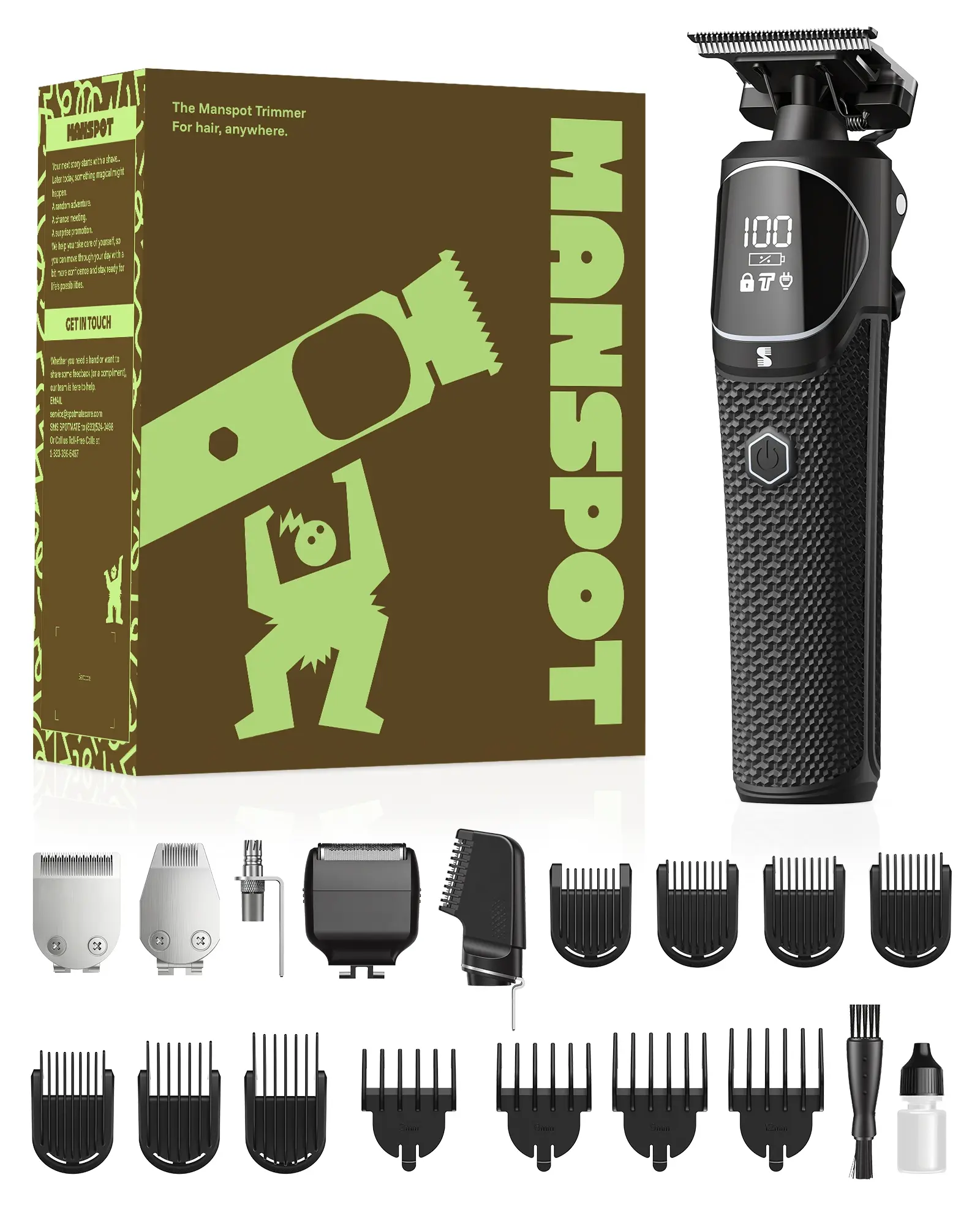 MANSPOT- 7000 Series, All-in-One Trimmer, Beard Trimmer and Hair Clipper, 26-Piece Men's Grooming Kit for Beard, Head, Hair, Body, and Face, Soft Pouch,