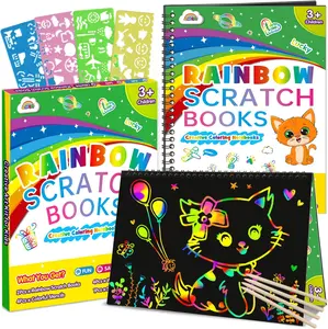 ZMLM 2-Pack Rainbow Scratch Art Set – Magic Drawing Craft Kit for Kids Ages 3–10