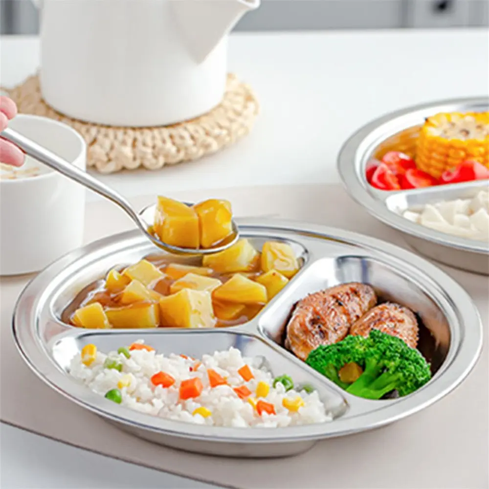 Commercial Grade Flatware Set, Stainless Steel Round Dinner Plate, Ideal for Hotels, Cafes, Buffets, Home Dining
