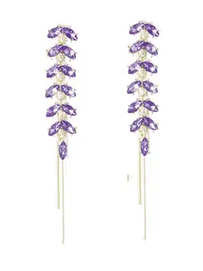 Sparkling Purple Marquise Crystal Tassel Earrings - Elegant Party Statement for Prom