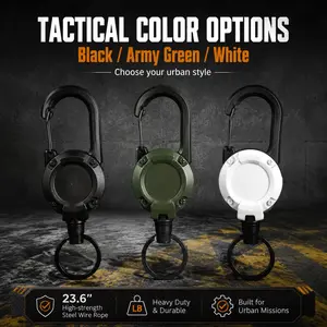 2pcs Heavy Duty Retractable Keychain,Multitool Carabiner Badge Holder,Tactical ID Badge Reel with 23.6” Steel Retractable Cord for Men and Women