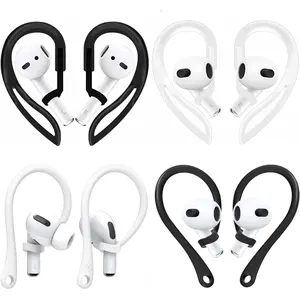 4 Pairs Ear Hooks Designed for AirPods Pro，3 & & 1, Earbuds Accessories, Anti-Slip, Ergonomic Design, Anti-Slip Sports Ear Hooks, Comfortable Fit, Style 4 Pairs (Clear/Black/White/Black)