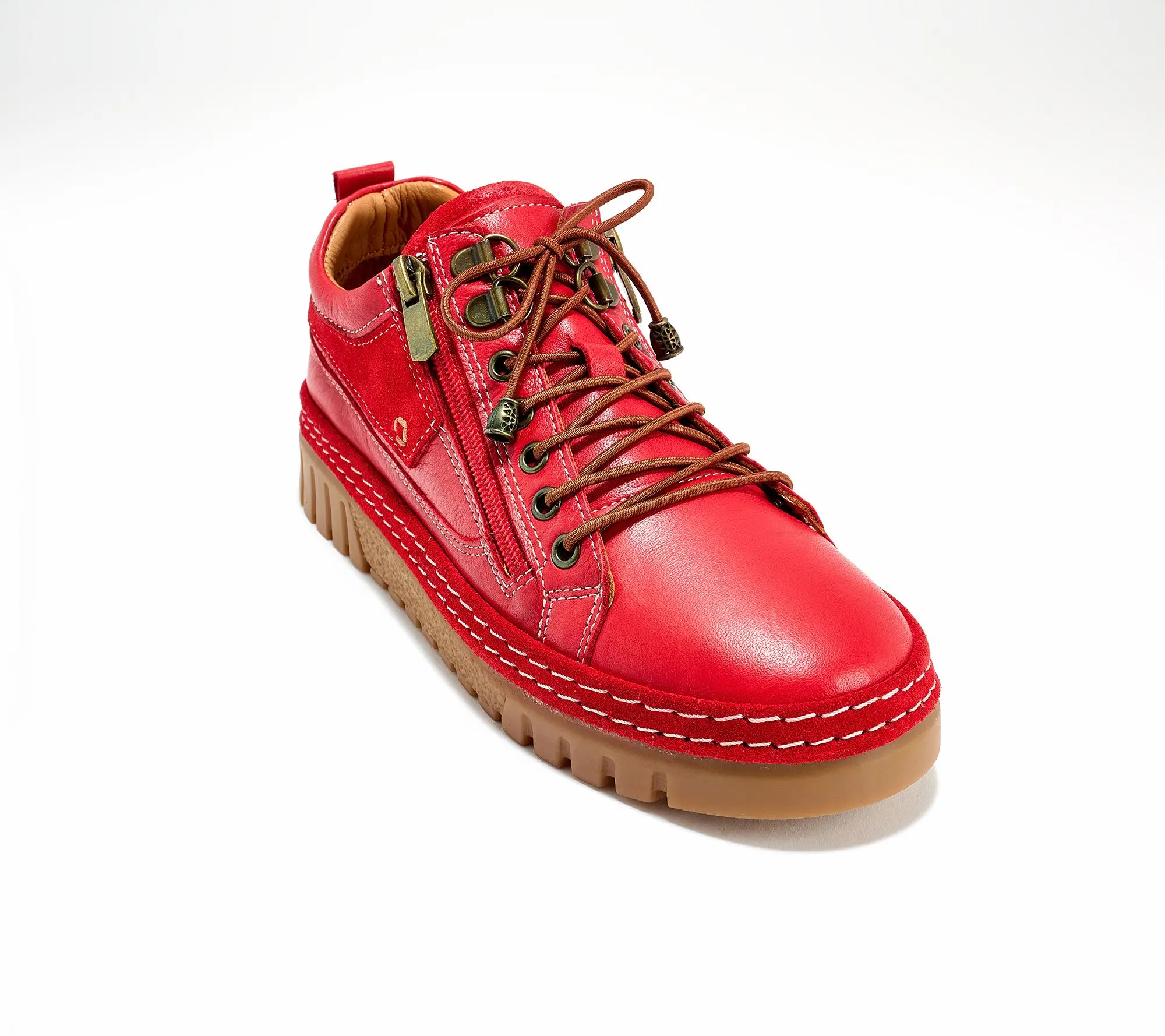 Spring Step Leather Lace-Up Casual Sneakers - Lauria