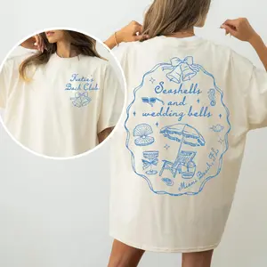 Seashells and Wedding Bells Bachelorette Party Shirt, Custom Coastal Bridal Shower Shirt, Beach Bride Team Shirt, Girls Weekends Shirt
