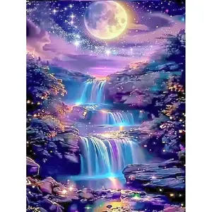 DIY 5D Diamond Painting Kit, Galaxy Waterfall Theme, Full Drill Mosaic Art, Home Wall Decor Gift, Craft Project