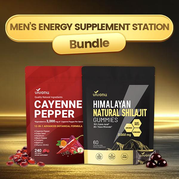 VivoNu Dual Wellness Combo | Cayenne Pepper 14-in-1 Softgels + Himalayan Shilajit Herbal Gummies | Circulation Support & Energy Vitality