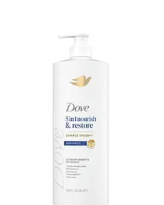 Dove Nourish & Restore 5-in-1 Shampoo, 33.8 fl. oz. Demage Therapy, visible demage repair, 48h moisture, detangling, frizz protection, color care, hair care